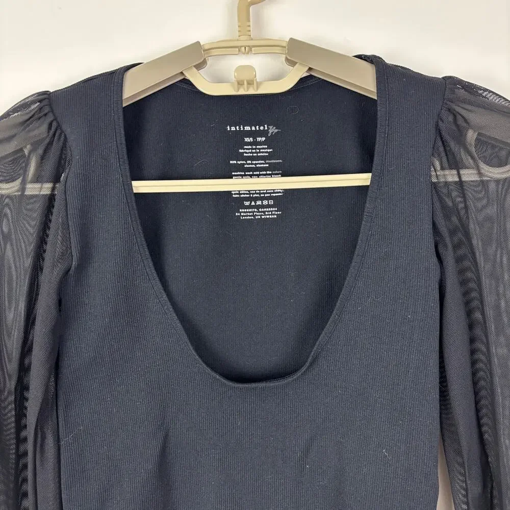 Intimately Free People Lost In Love Seamless Top Sheer Sleeves Scoop Crop XXS